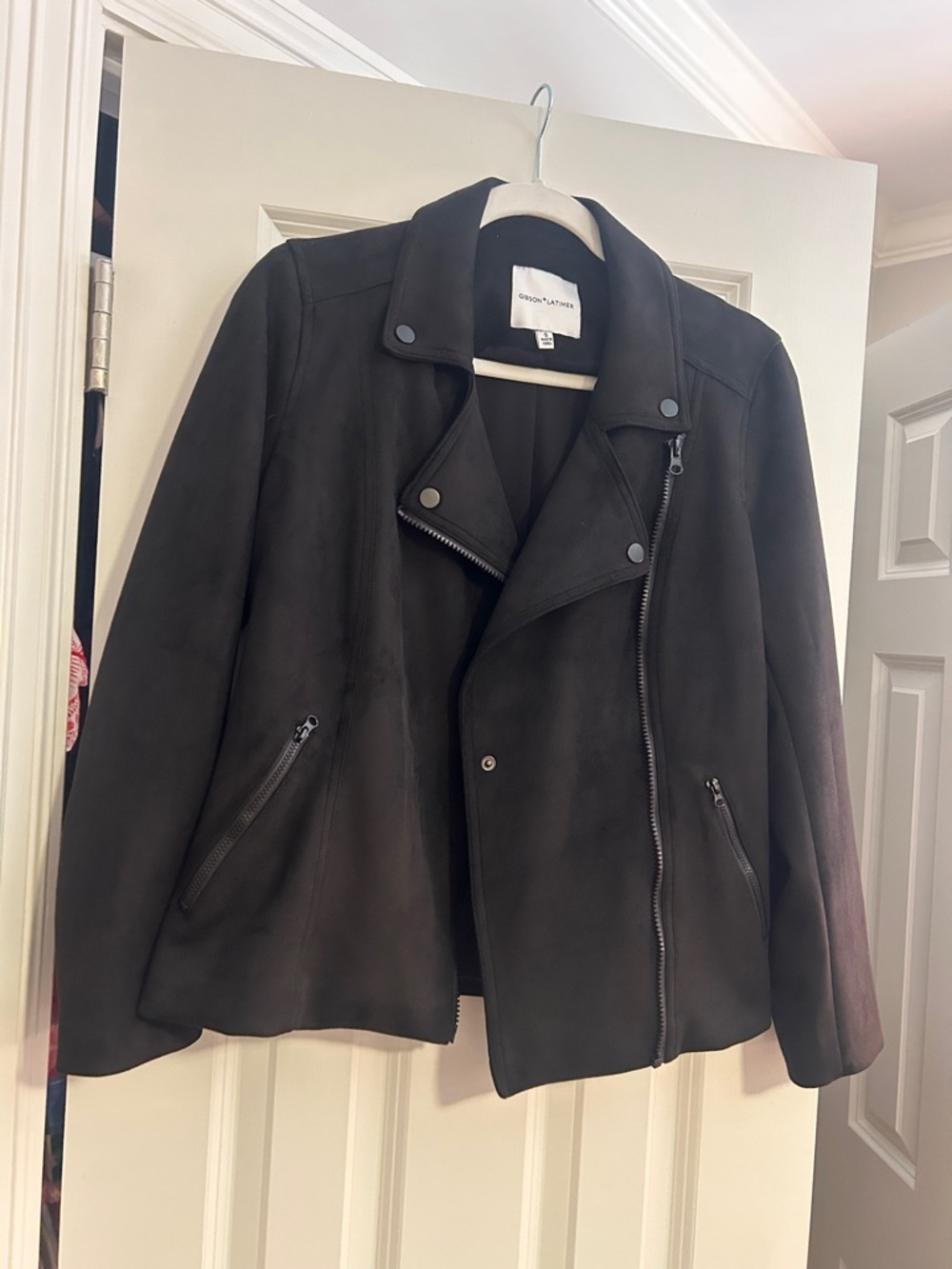 Gibson Latimer Black Suede Asymmetrical Moto Jacket